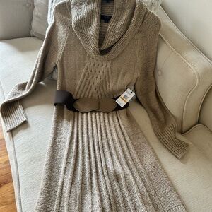 Jessica Simpson Tan Brown Cowl Neck Sweater Dress